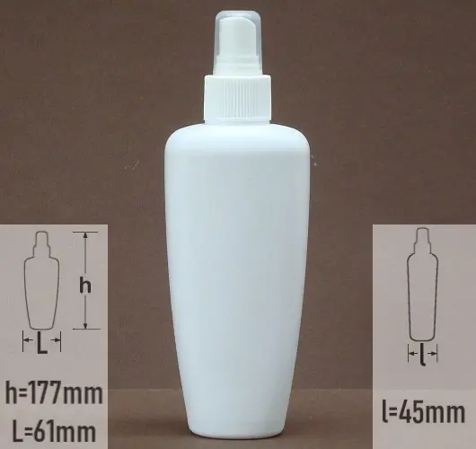 Sticla plastic 200ml culoare alb cu capac sprayer alb